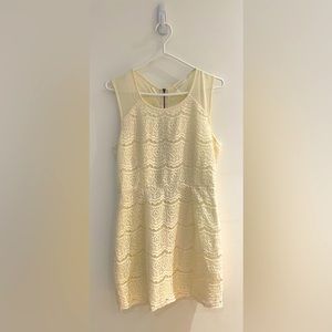 Off White Lace Dress with mesh detailing